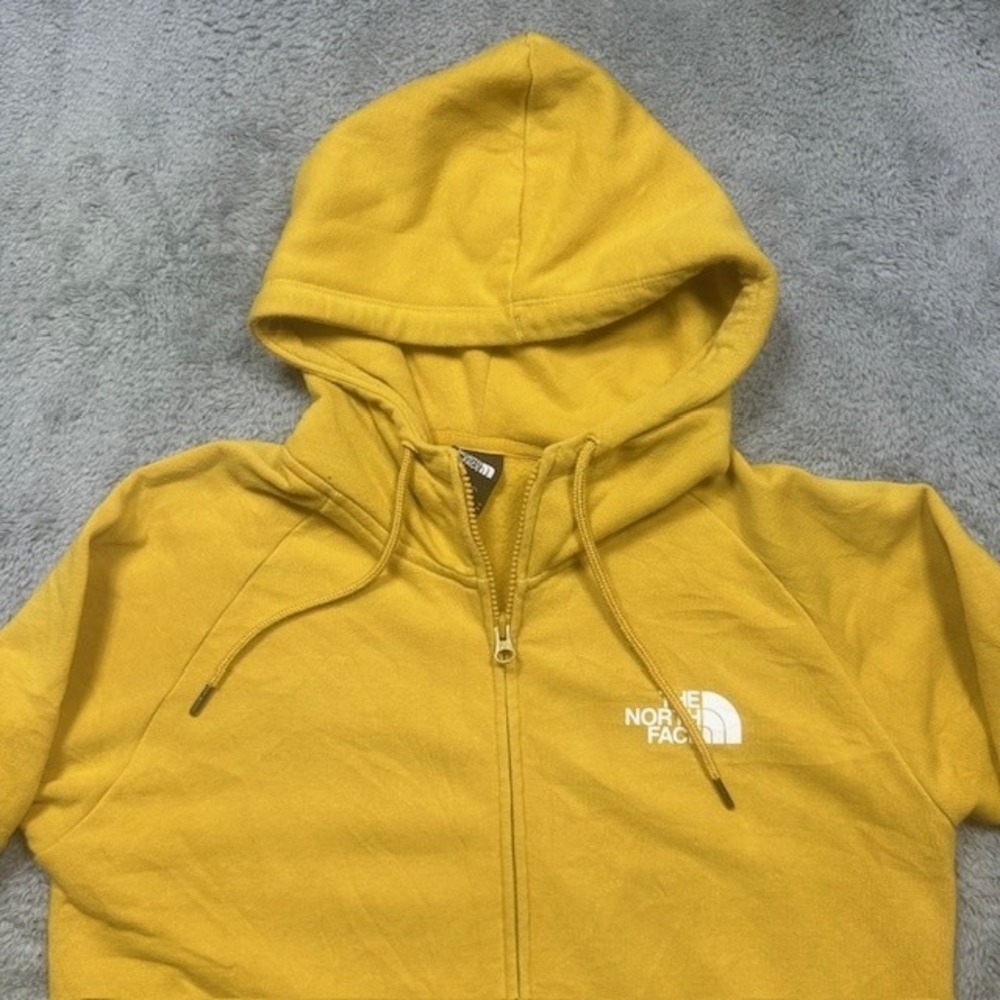 North Face Half Dome Hoodie‎ Womens M Yellow Full Zip Hooded Sweatshirt *SPOTS - Picture 5 of 16
